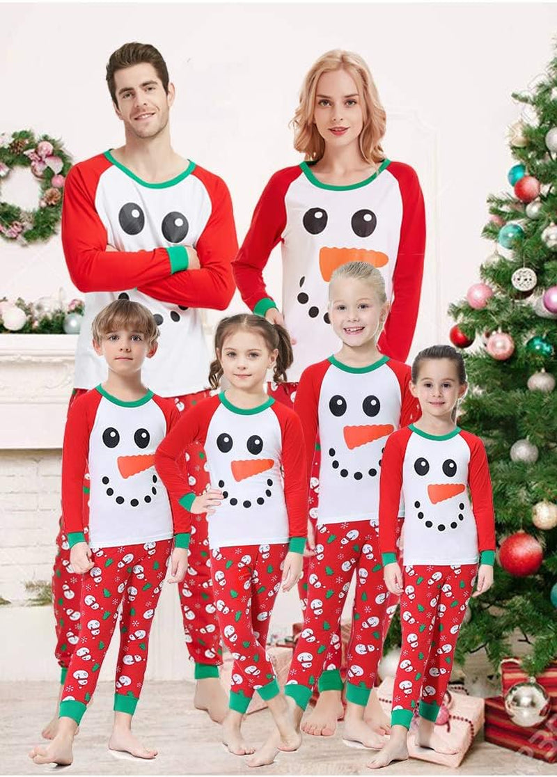 Matching Family Pajamas White Snowman Cotton Holiday Nightwear Christmas Jammies Clothes Household Sleepwear Pjs 4T