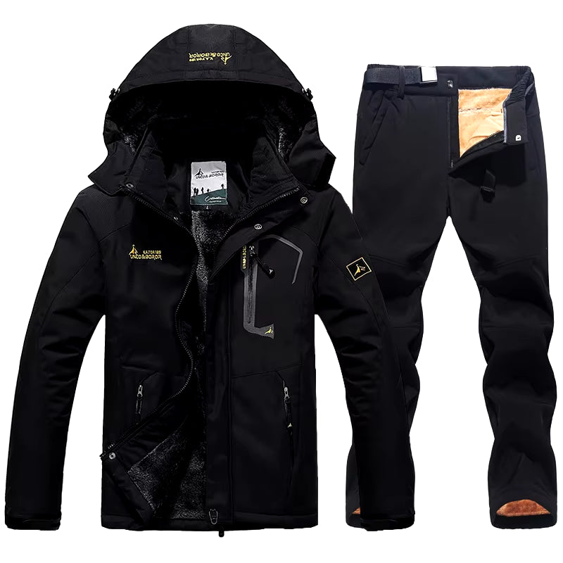 Winter Ski Suit for Men Waterproof Keep Warm Snow Fleece Jacket Pants Windproof Outdoor Mountain Snowboard Wear Set Ski Outfit