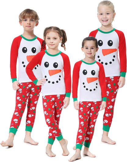 Matching Family Pajamas White Snowman Cotton Holiday Nightwear Christmas Jammies Clothes Household Sleepwear Pjs 4T
