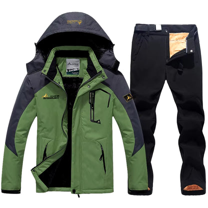 Winter Ski Suit for Men Waterproof Keep Warm Snow Fleece Jacket Pants Windproof Outdoor Mountain Snowboard Wear Set Ski Outfit