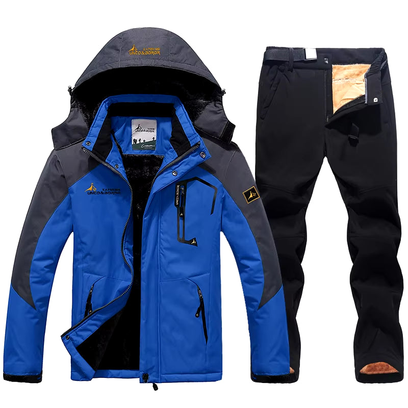 Winter Ski Suit for Men Waterproof Keep Warm Snow Fleece Jacket Pants Windproof Outdoor Mountain Snowboard Wear Set Ski Outfit