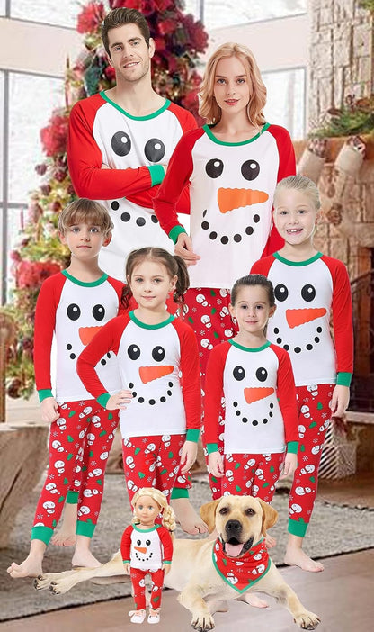 Matching Family Pajamas White Snowman Cotton Holiday Nightwear Christmas Jammies Clothes Household Sleepwear Pjs 4T